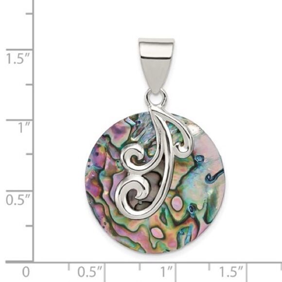 New Sterling Silver Round Abalone Pendant - Picture 3 of 3